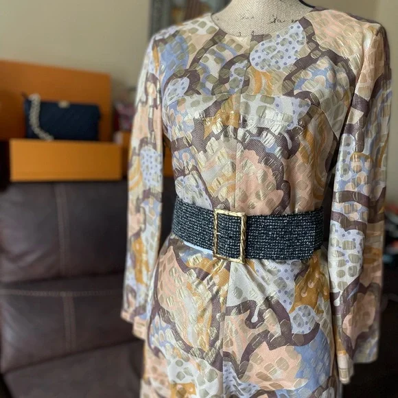 CHANEL vintage tweed and leather wide waist belt - Picture 13 of 16